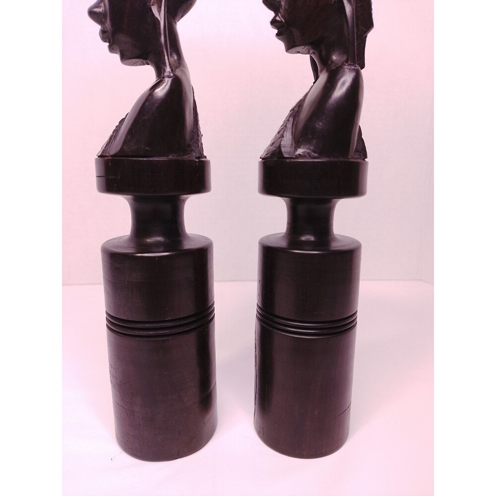 Vintage Mid-Century African Hand-Carved Ebony Wood Candlesticks - Picture 16 of 16